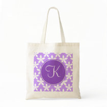 Purple Flowers with Purple Monogram Tote Bags