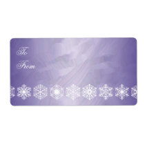 Purple Foil Snowflake Trim Christmas Gift Tag Personalized Shipping Labels