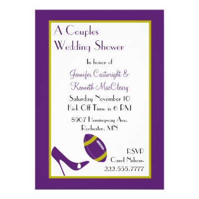 Purple Football Couples Wedding Shower Invitation