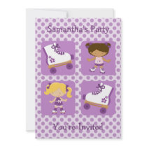 Purple Four Square Rollerskating Party Invitation