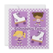 Purple Four Square Rollerskating Party Invitation