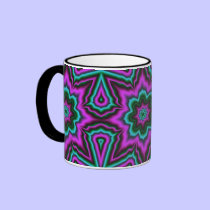 Purple Fractal Flower Mandala mugs