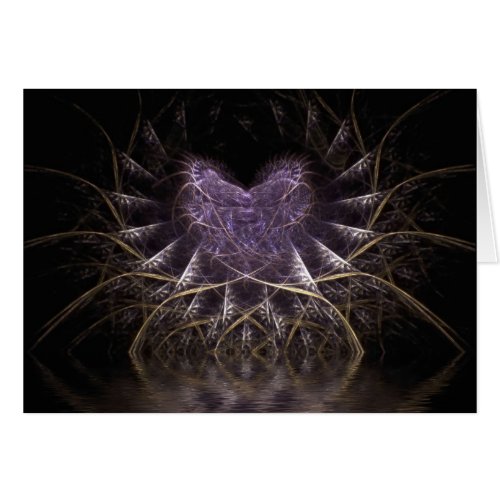 Purple Fractal Heart Card card