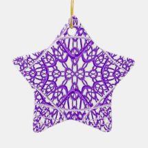 Purple Fractal Lace Star Ornament