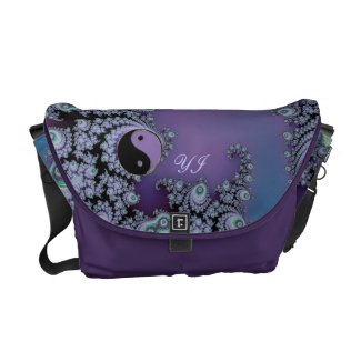 Purple Fractal Yin Yang Design Bags