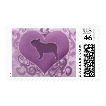 Purple French Bulldog Valentine Stamp