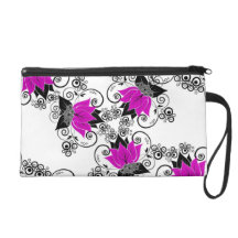 Purple French Damask Wristlet Clutches
