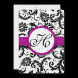 Purple Fuchsia Damask Swirl Wedding Invitations