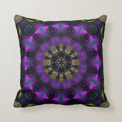 Purple Fuchsia Fractal Mandala Big Cushion Pillows