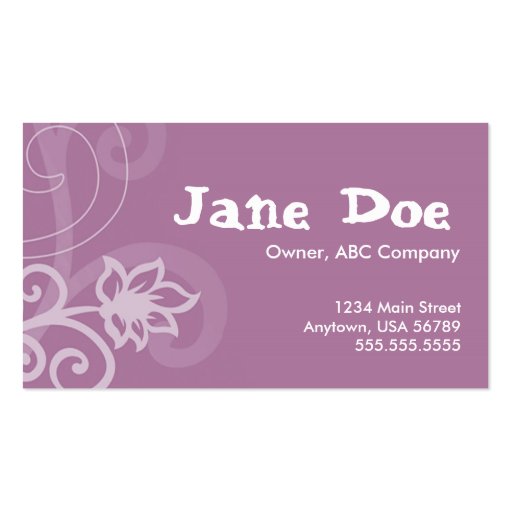 Purple full size business card (front side)