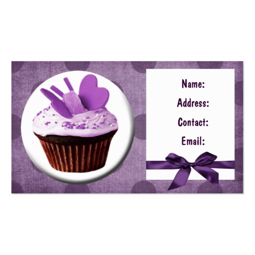 purple fun cupcake business Cards (front side)