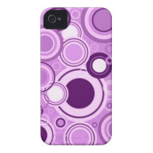 Purple Funky Retro Circles Pattern iPhone 4 Case-Mate Cases