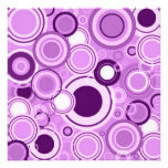 Purple Funky Retro Circles Pattern Custom Announcement