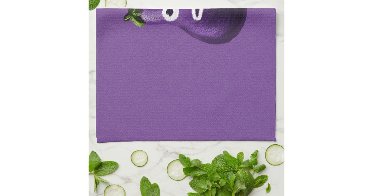 Purple Funny Cartoon Eggplant Hand Towels Zazzle