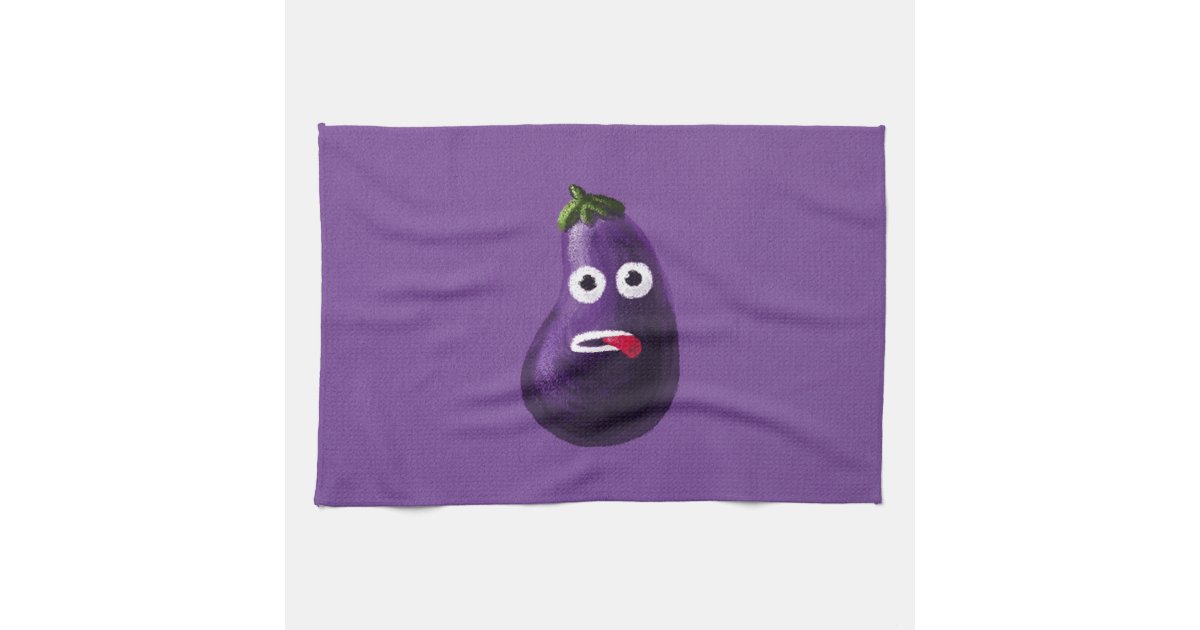 Purple Funny Cartoon Eggplant Hand Towels Zazzle
