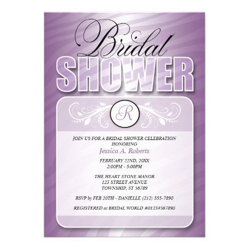 Purple Fusion Zebra Print Bridal Shower Invitation from Zazzle.com
