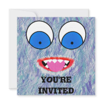 Purple Fuzz Monster Invitations