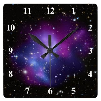 Purple Galaxy Cluster Wall Clock