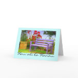 Purple Garden Bench Flowers, Hau`oli la Hanau Greeting Card