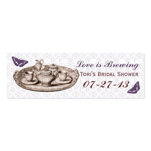 Purple Garden Bridal Tea Party Gift Bag Tags Business Cards (front side)