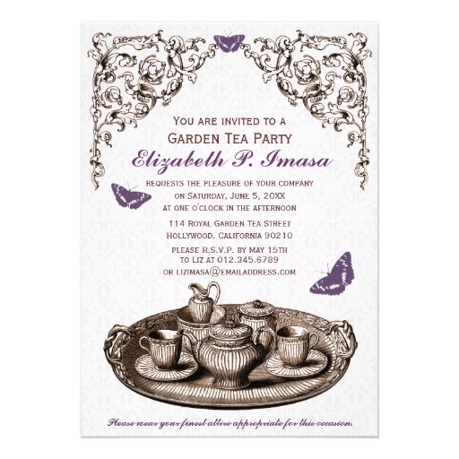 Purple Garden Tea Party Invitations