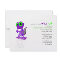 Purple Gecko Birthday Invitation