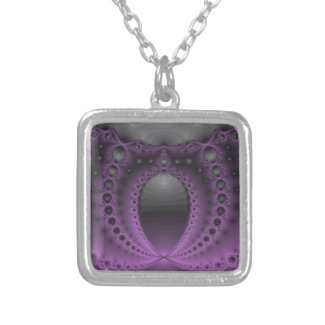 Purple Geek Square Pendant Necklace