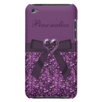Purple Gem Stones & Heart Jewel Print Barely There iPod Case  at Zazzle