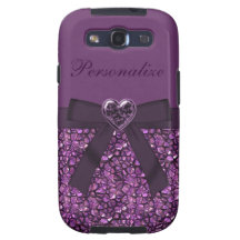 Purple Gem Stones & Heart Jewel Print Galaxy SIII Covers