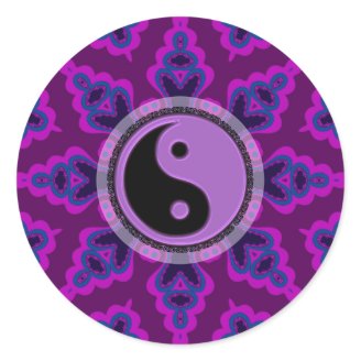 Yin Yang Stickers : Aqua Green Fractal Art