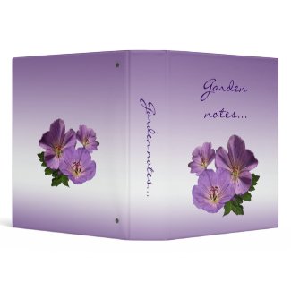 Purple Geranium Flowers 3 Ring Binders