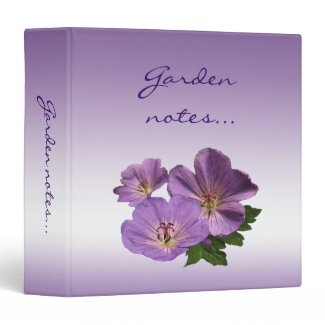 Purple Geranium Flowers Binder