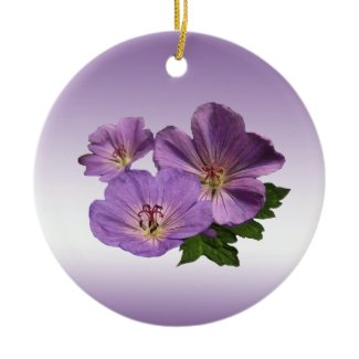 Purple Geranium Flowers Christmas Tree Ornament