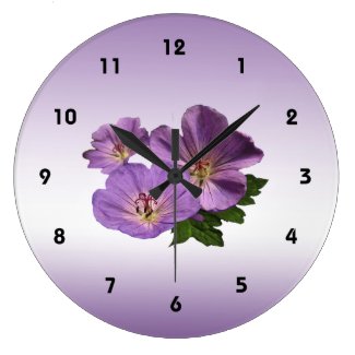 Purple Geranium Flowers Clock