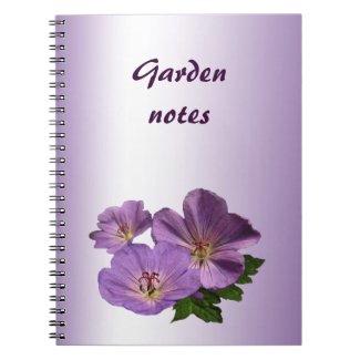 Purple Geranium Flowers Garden Spiral Note Book