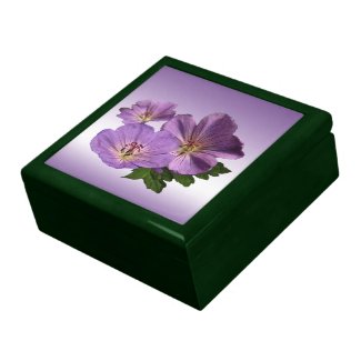 Purple Geranium Flowers Jewelry Box