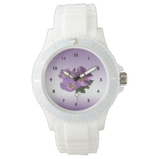 Purple Geranium Flowers Wristwatch
