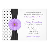 Purple Gerber Daisy Polka Dot Wedding Invitation