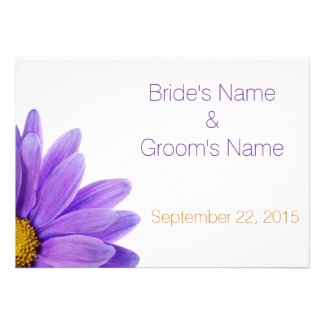 Purple Gerbera Daisy Wedding Invitation Card