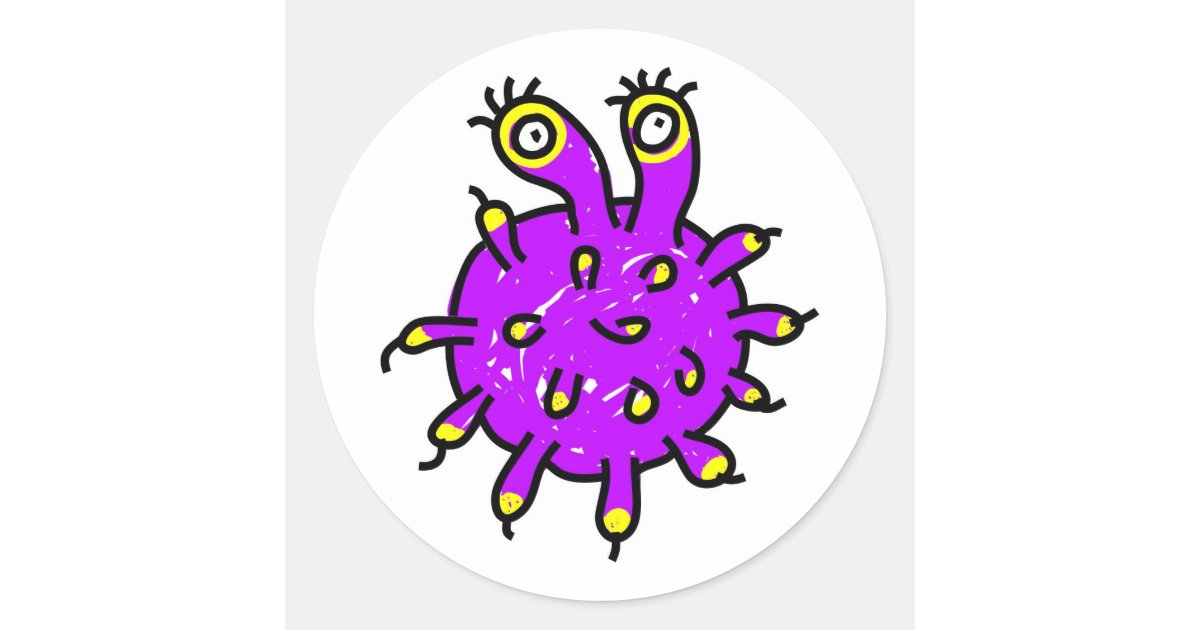 Purple Germ Classic Round Sticker Zazzle