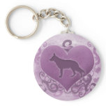 Purple German Shepherd Valentine Keychain