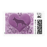 Purple German Shepherd Valentine postage