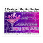 Purple Ghost Halloween Martini Recipe Postcard
