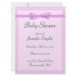 Purple Gingham Baby Shower Invitations