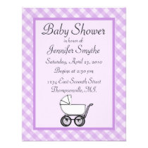 Purple Gingham Baby Shower Invitations invitations