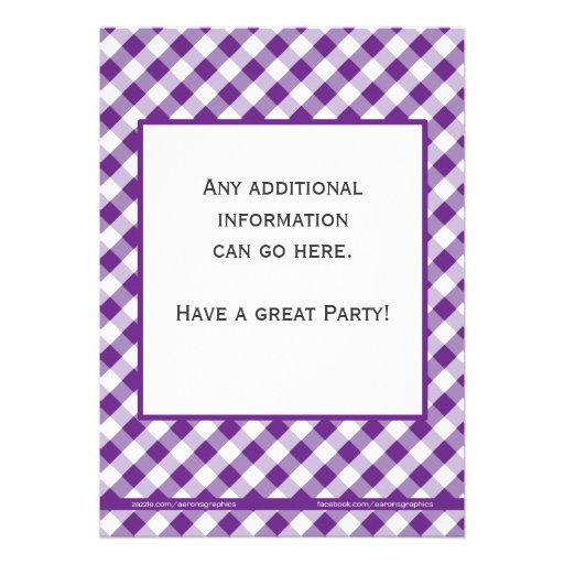 Purple Gingham Cowgirl Birthday Invitation