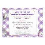 Purple Gingham Picnic BBQ Party Invitation