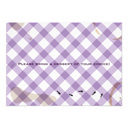 Purple Gingham Picnic BBQ Party Invitation
