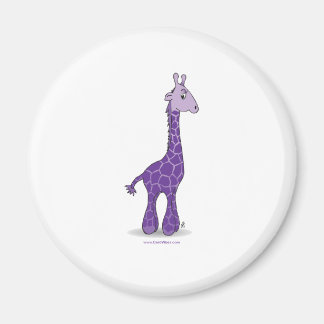 Purple giraffe 2 inch round magnet