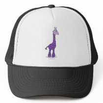 Purple giraffe trucker hat